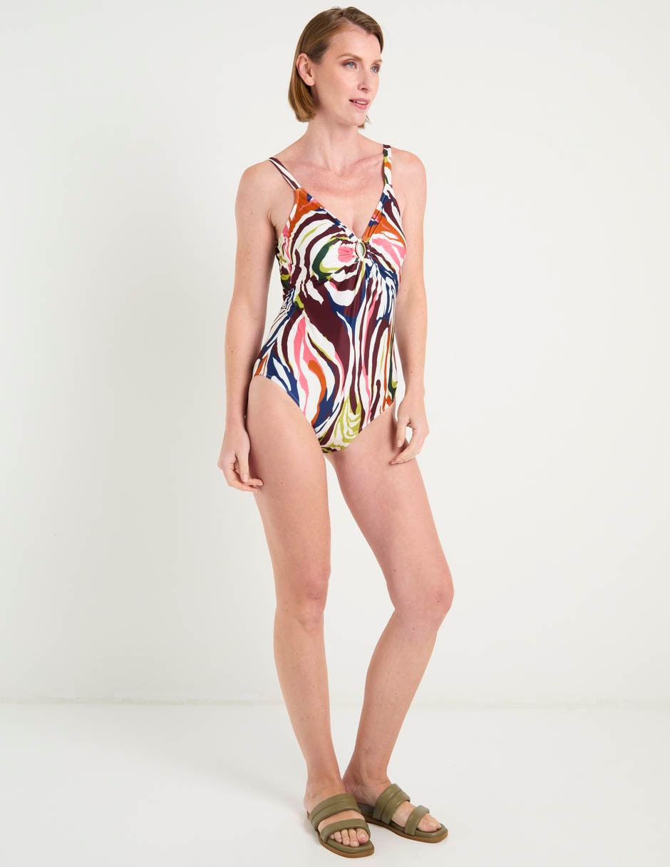 Traje de baño completo Dolores Cortés estampado étnico para mujer