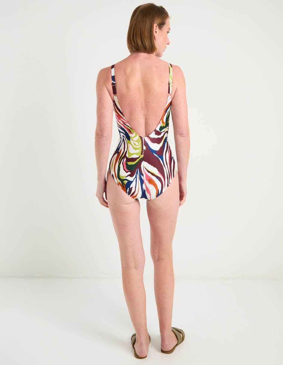 Traje de baño completo Dolores Cortés estampado étnico para mujer