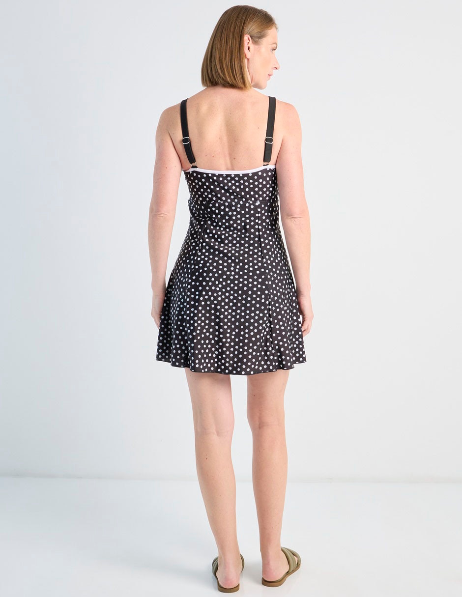 Traje de baño completo estampado lunares para mujer 4