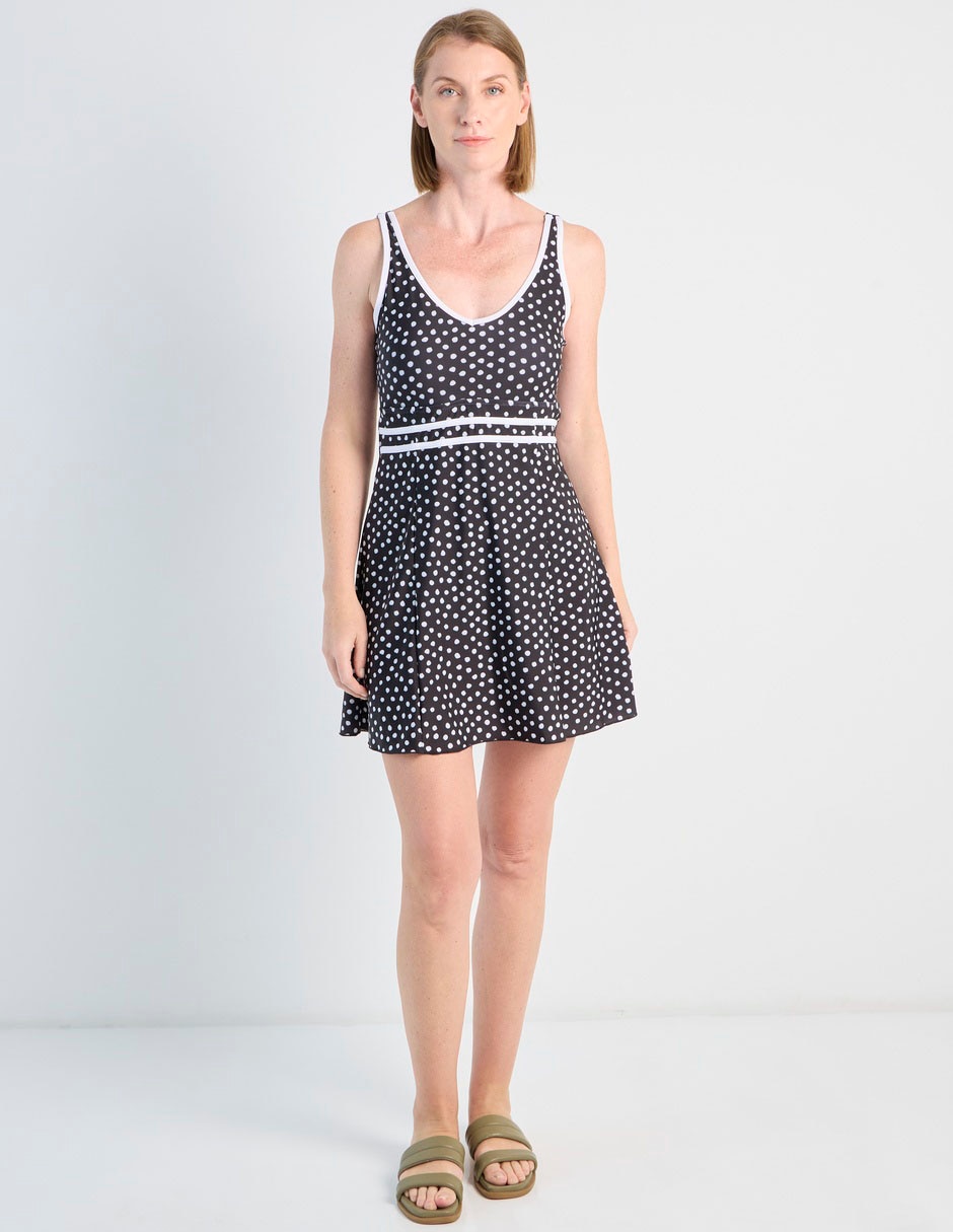 Traje de baño completo estampado lunares para mujer 7