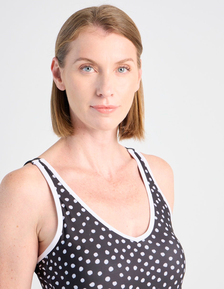 Traje de baño completo estampado lunares para mujer 2
