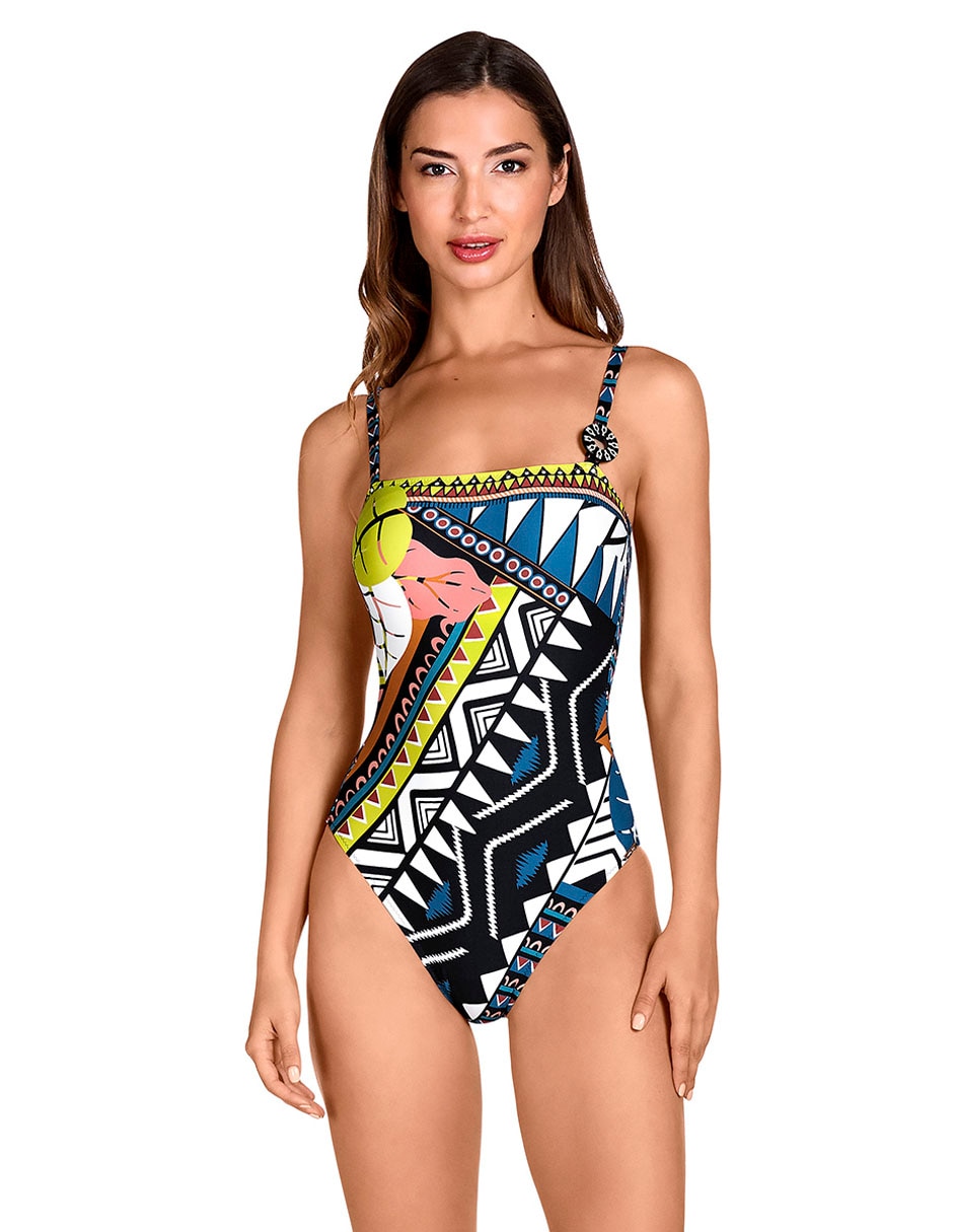 Traje de baño completo estampado étnico para mujer