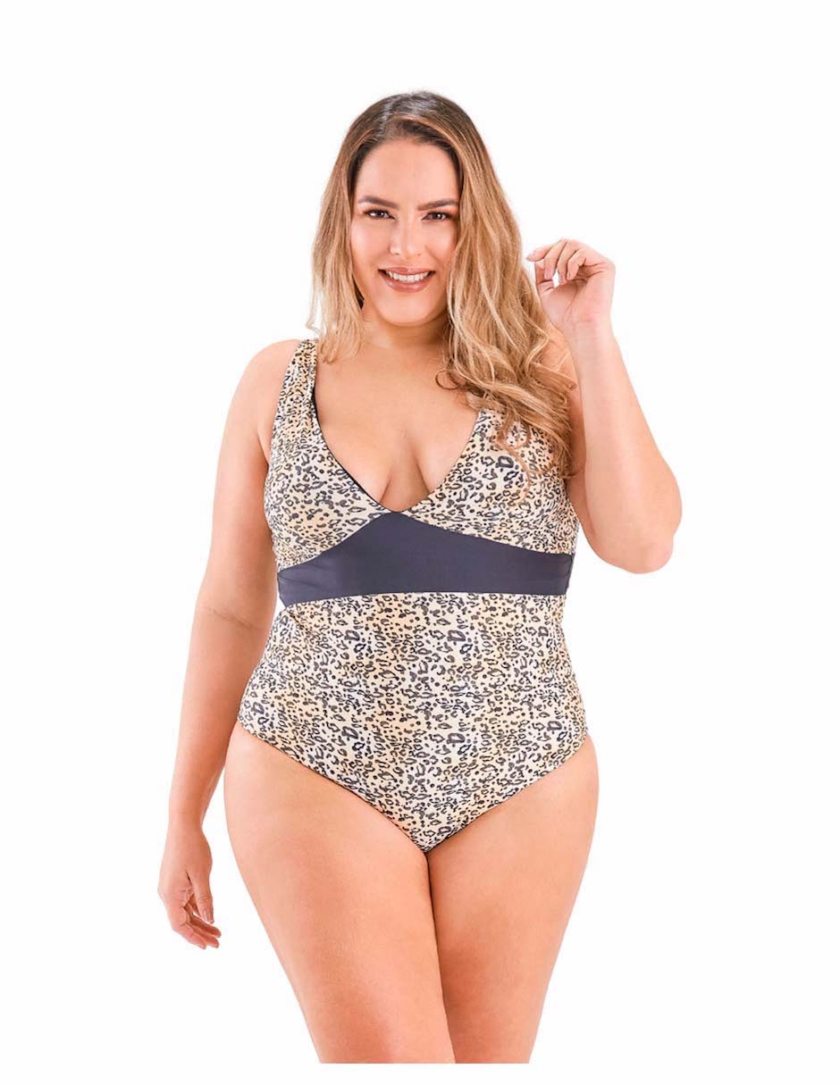 Traje de baño completo estampado animal print para mujer