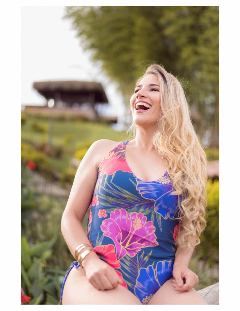 Traje de baño completo estampado floral para mujer