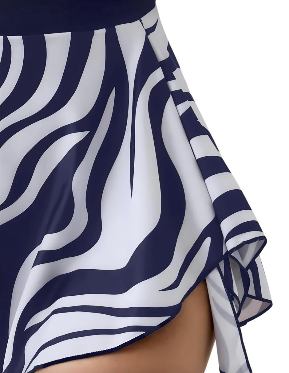Traje de baño completo estampado a rayas para mujer