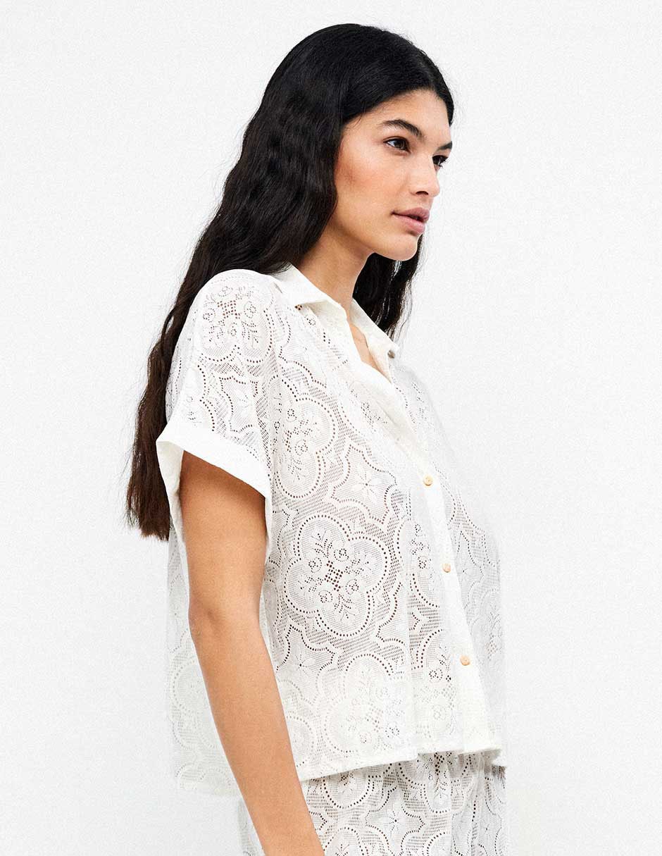 Salida de playa blusa con encaje para mujer
