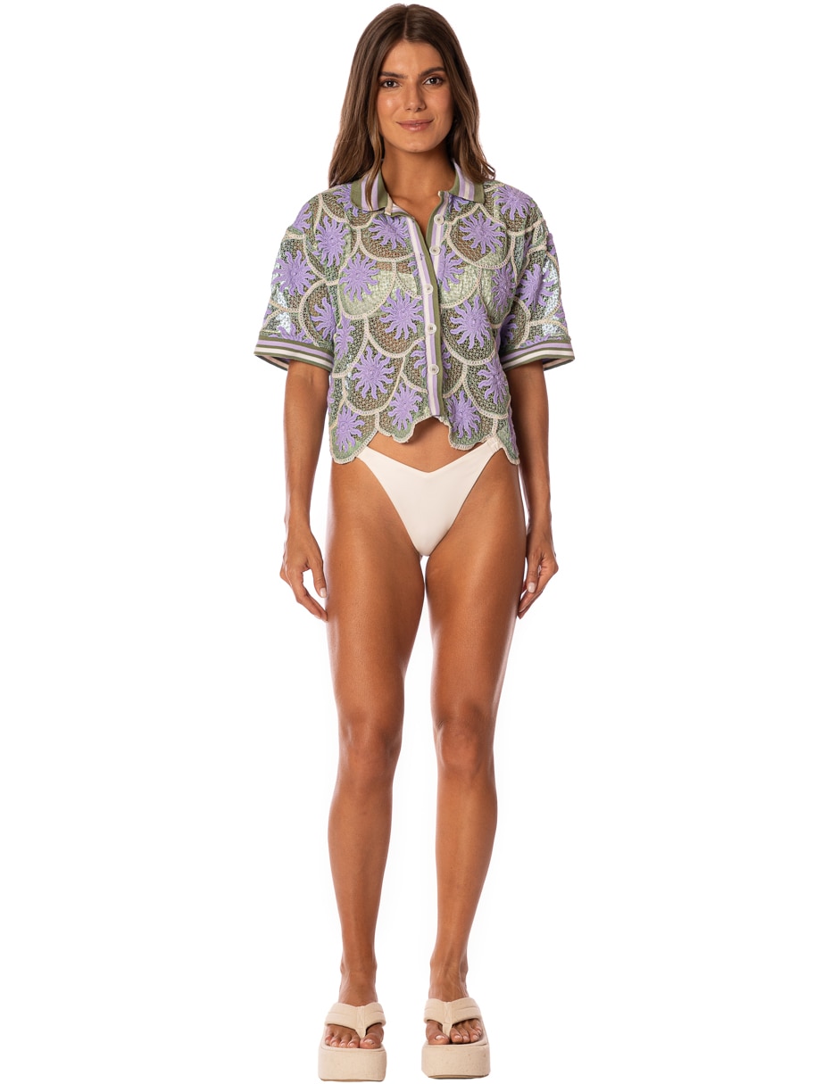 Salida de playa blusa bordado para mujer 1
