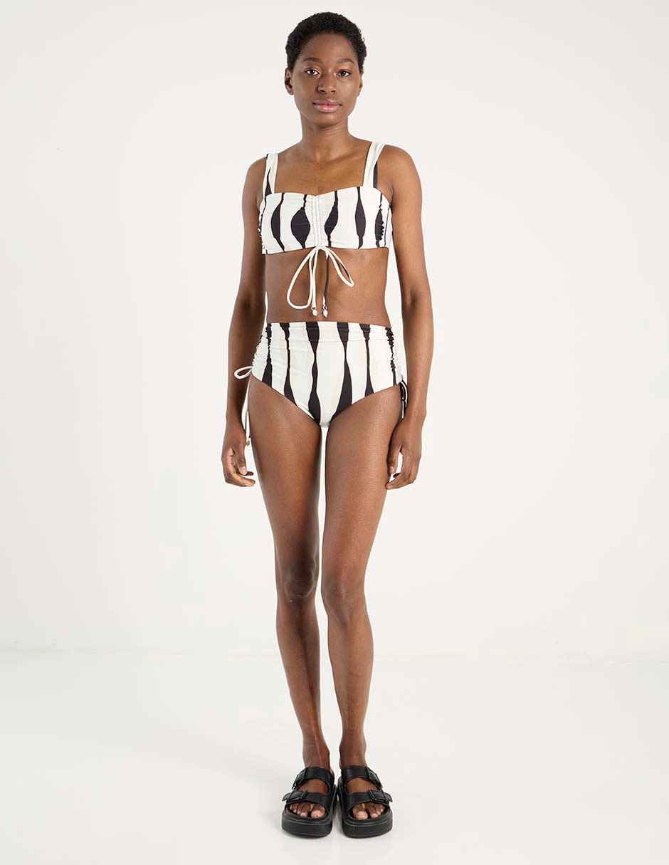 Bikini estampado a rayas con copas para mujer