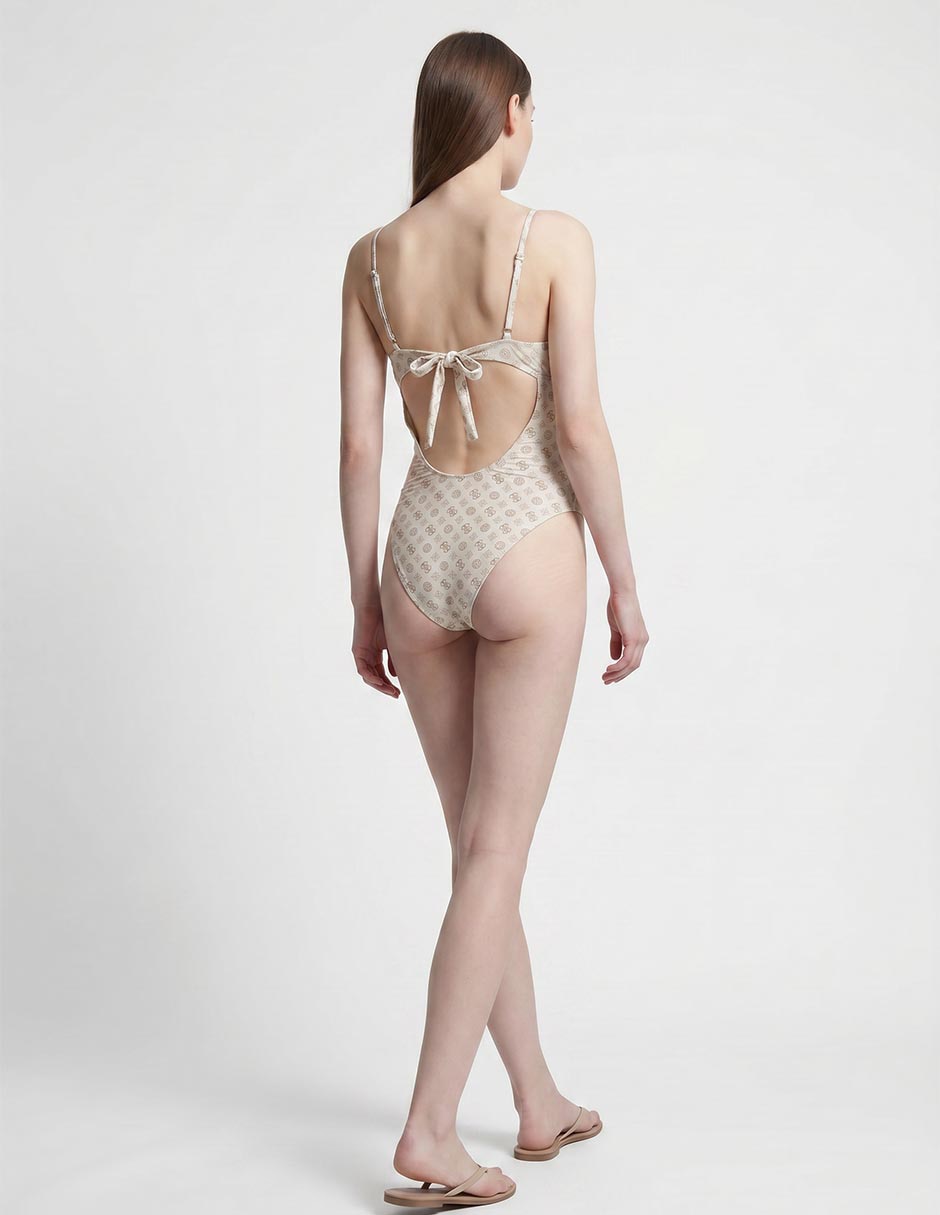 Traje de baño completo estampado liso para mujer 2
