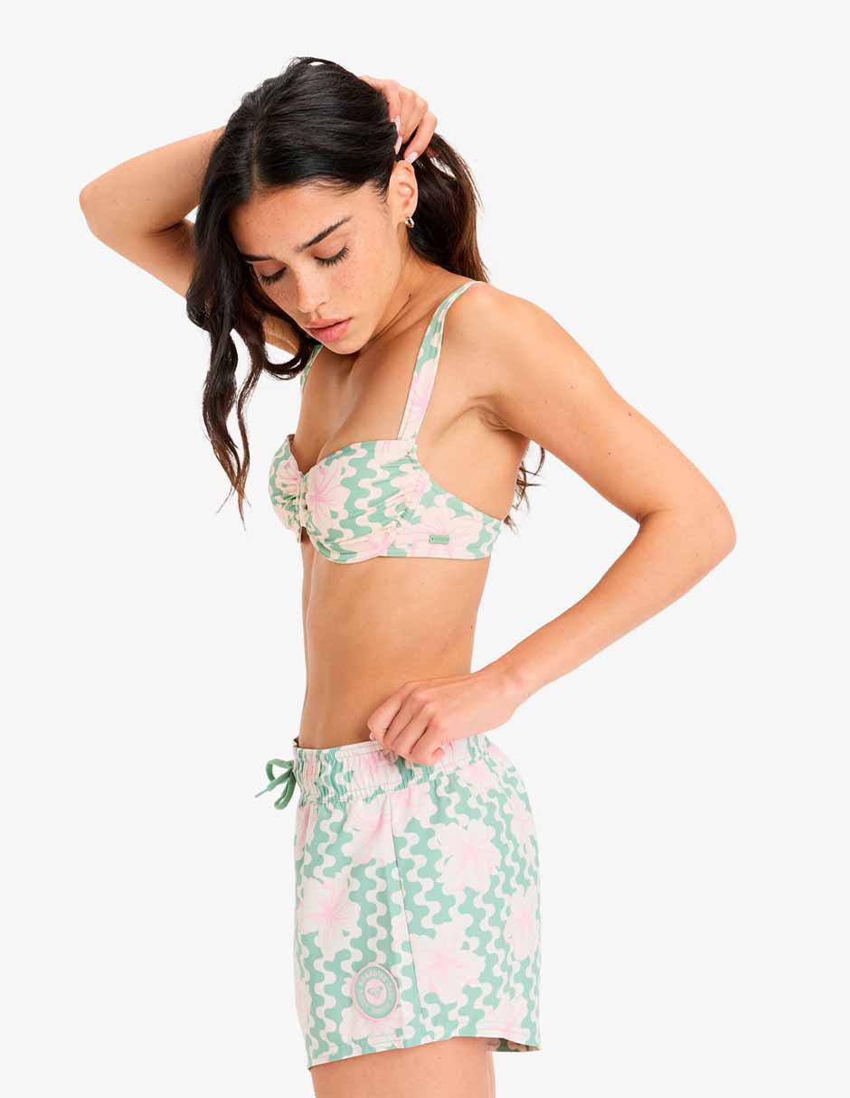 Shorty bikini estampado floral a la cadera para mujer