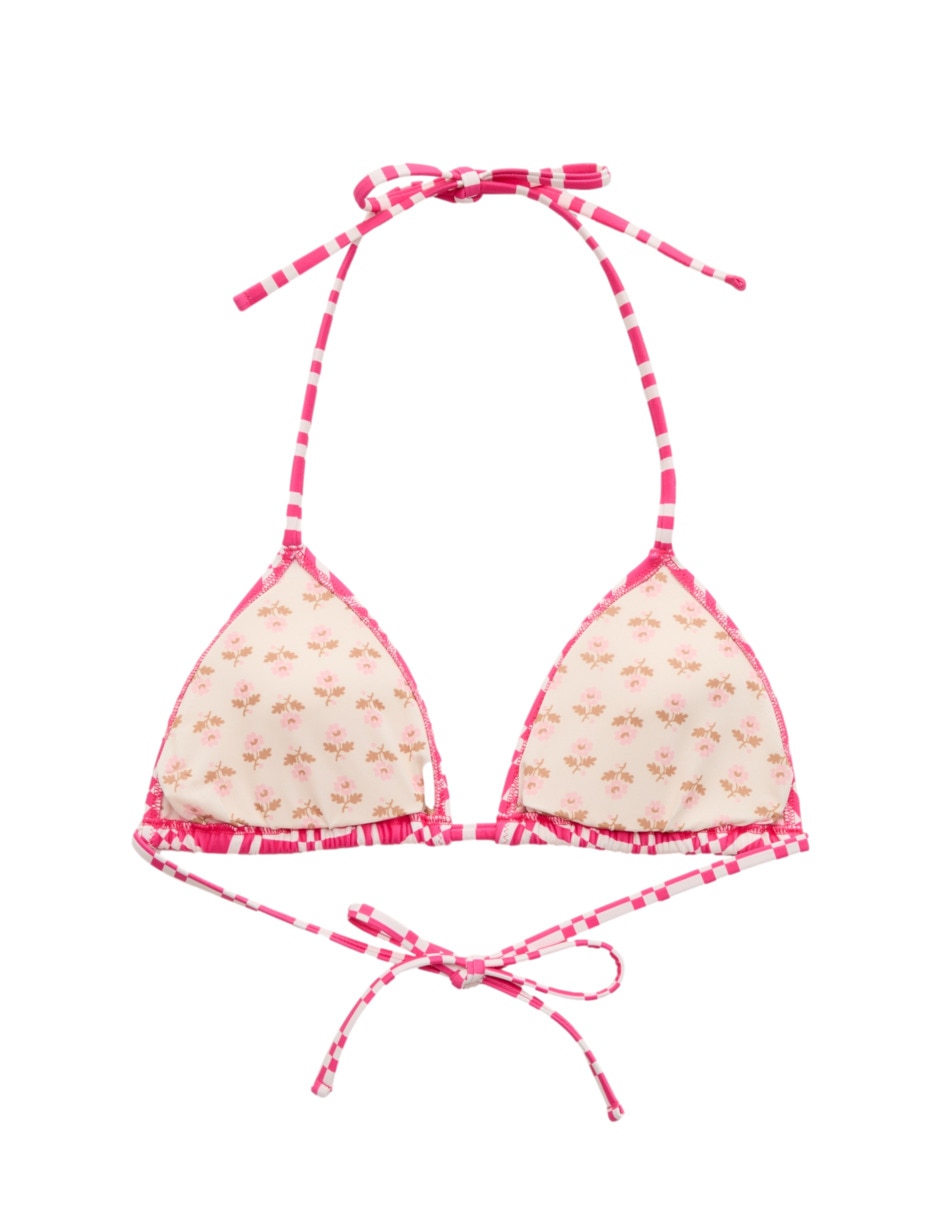 Top bikini estampado a cuadros para mujer 4