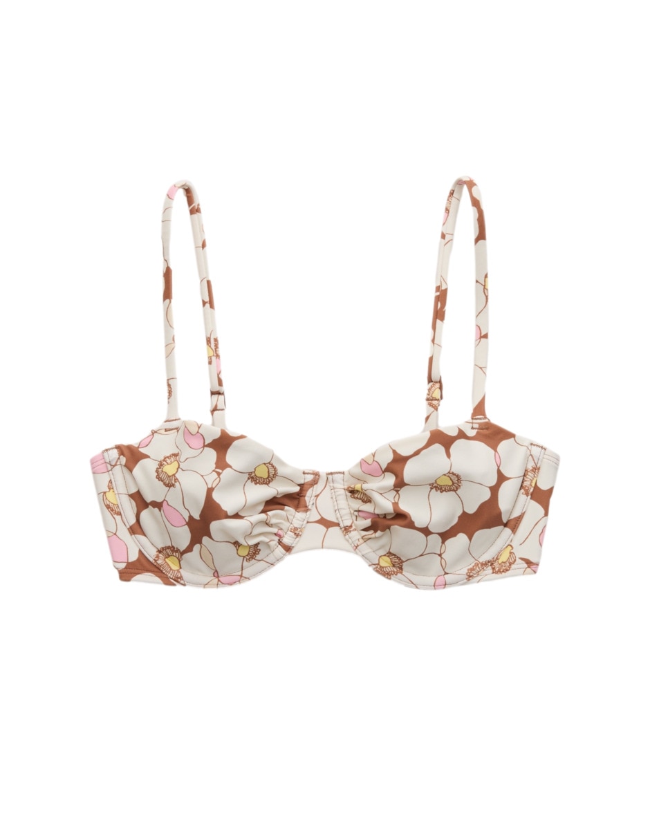 Top bikini estampado floral para mujer