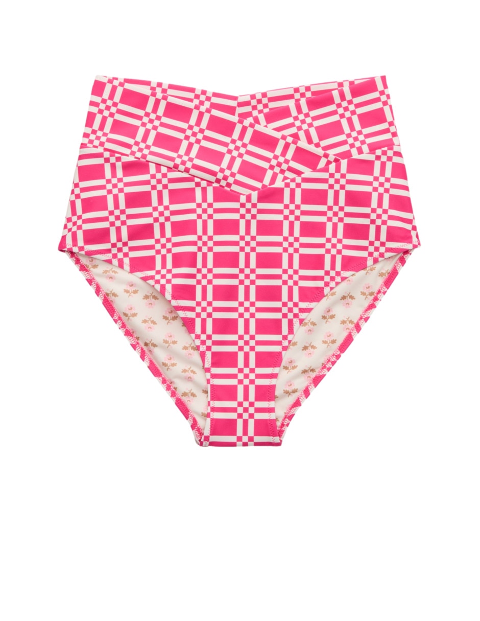 Hipster bikini estampado a cuadros a la cintura para mujer 3