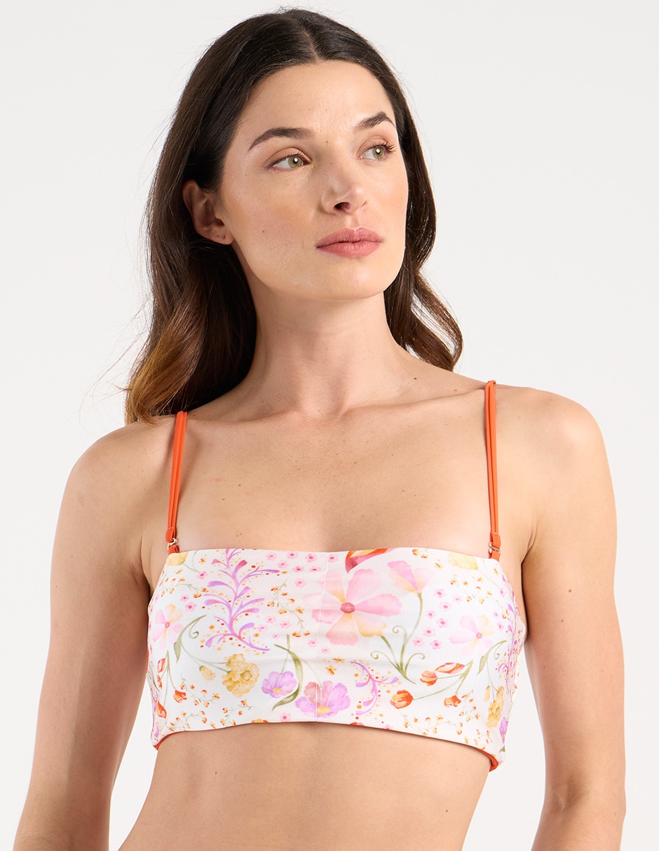 Strapless estampado floral con copas para mujer Strapless estampado floral con copas para mujer