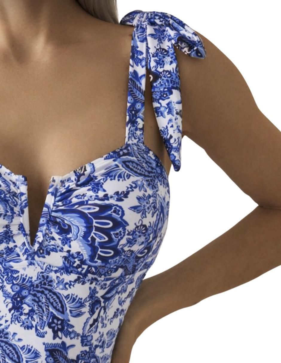Traje de baño completo estampado floral para mujer