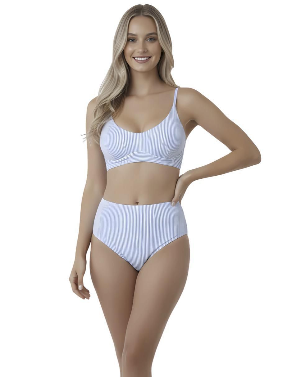 Conjunto bikini estampado a rayas para mujer Conjunto bikini estampado a rayas para mujer