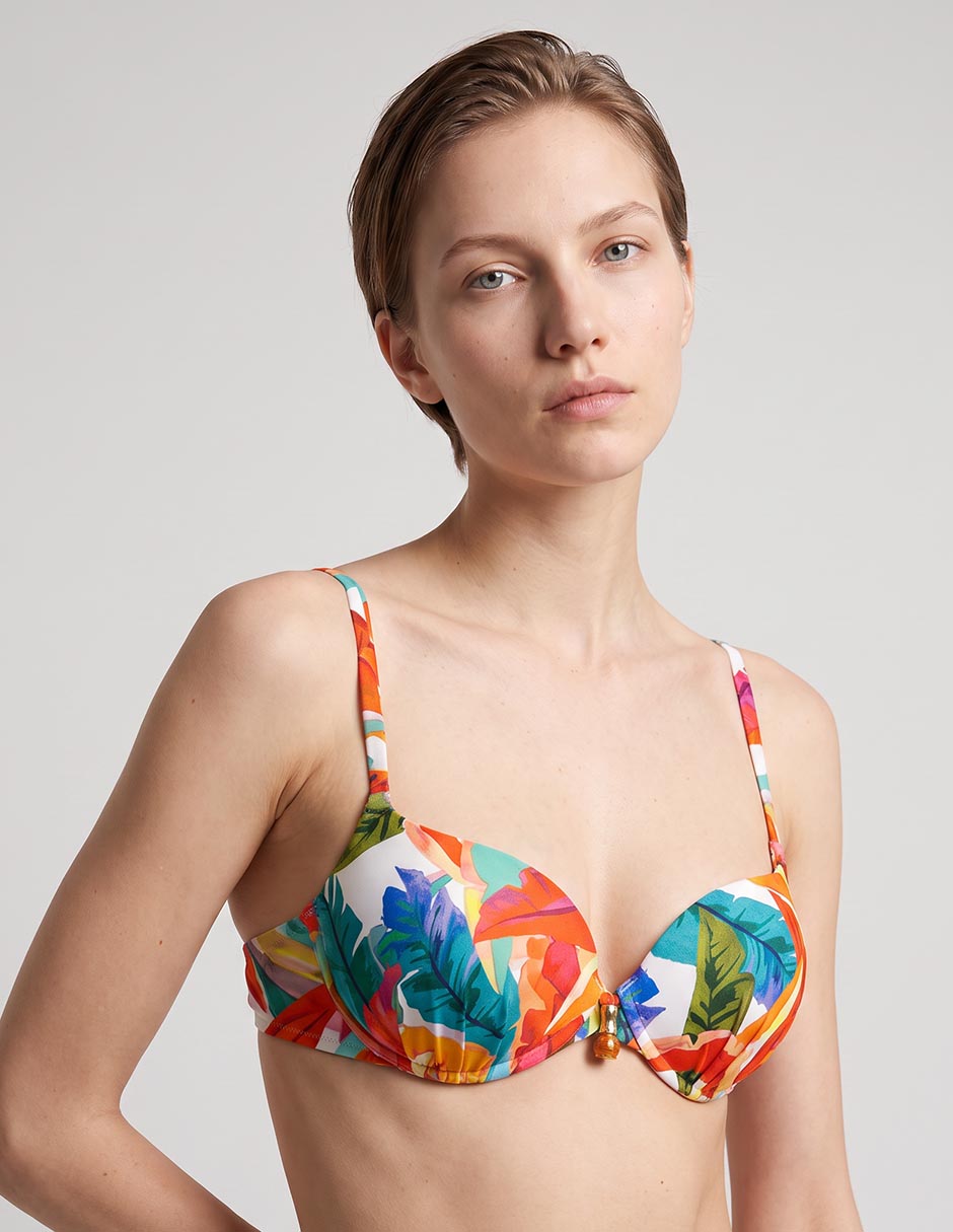 Top bikini estampado floral con copa para mujer Top bikini estampado floral con copa para mujer