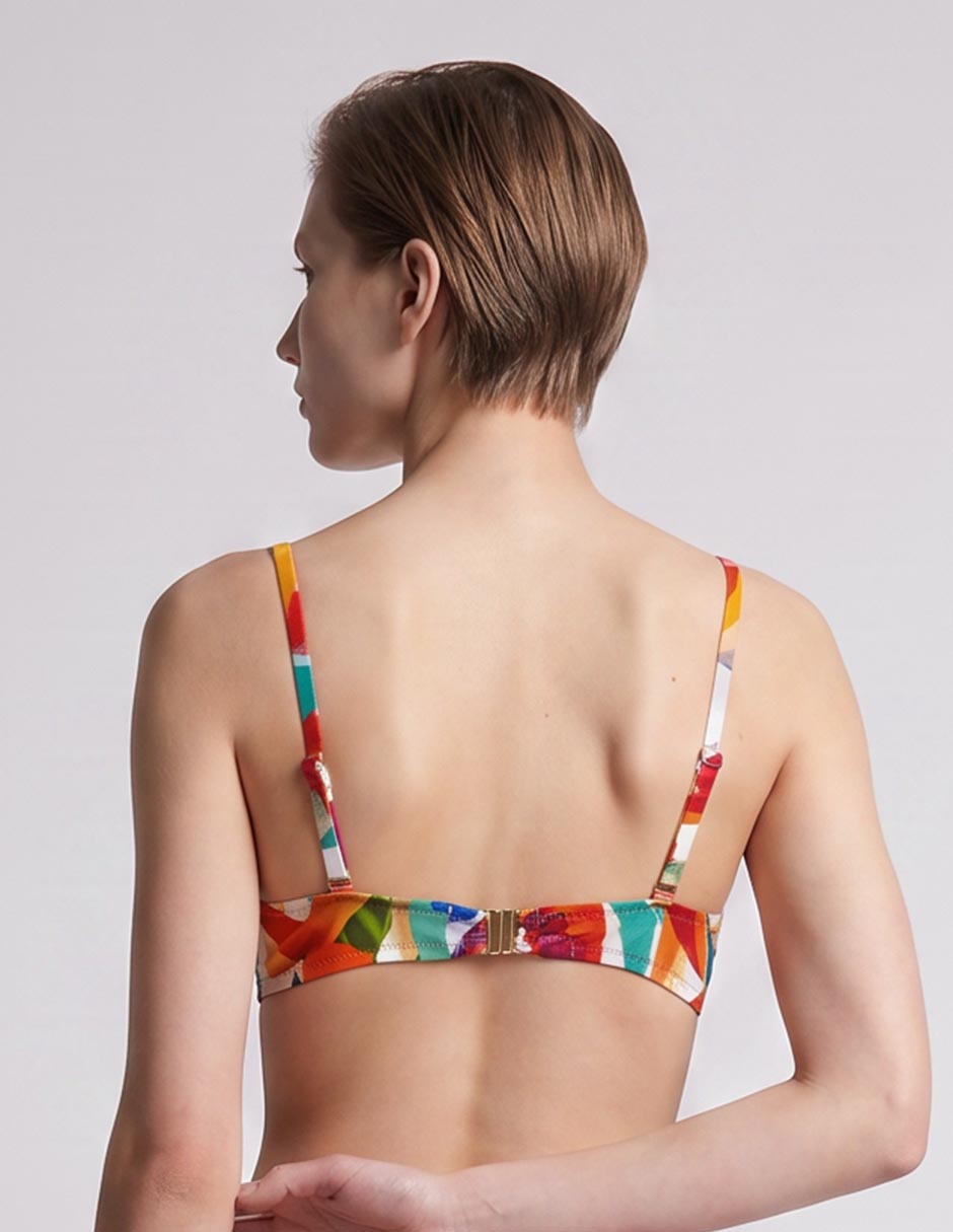 Top bikini estampado floral con copa para mujer 2
