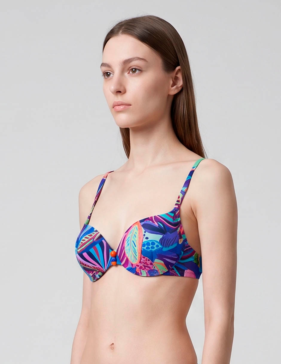 Top bikini estampado floral con copas para mujer Top bikini estampado floral con copas para mujer