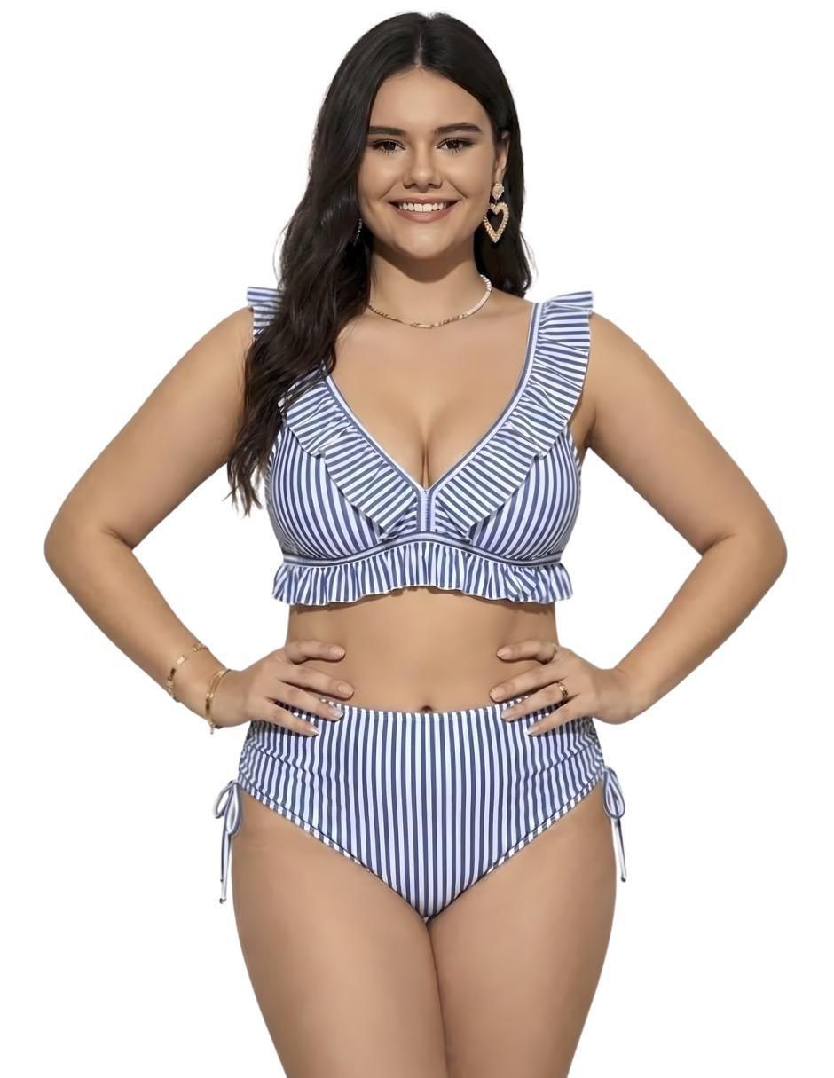 Conjunto bikini estampado a rayas para mujer Conjunto bikini estampado a rayas para mujer