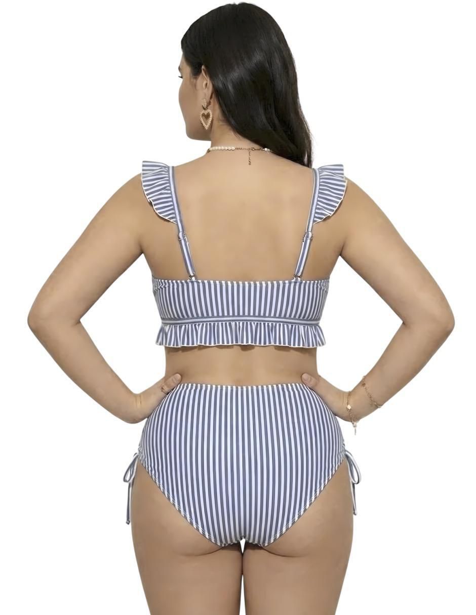 Conjunto bikini estampado a rayas para mujer 4