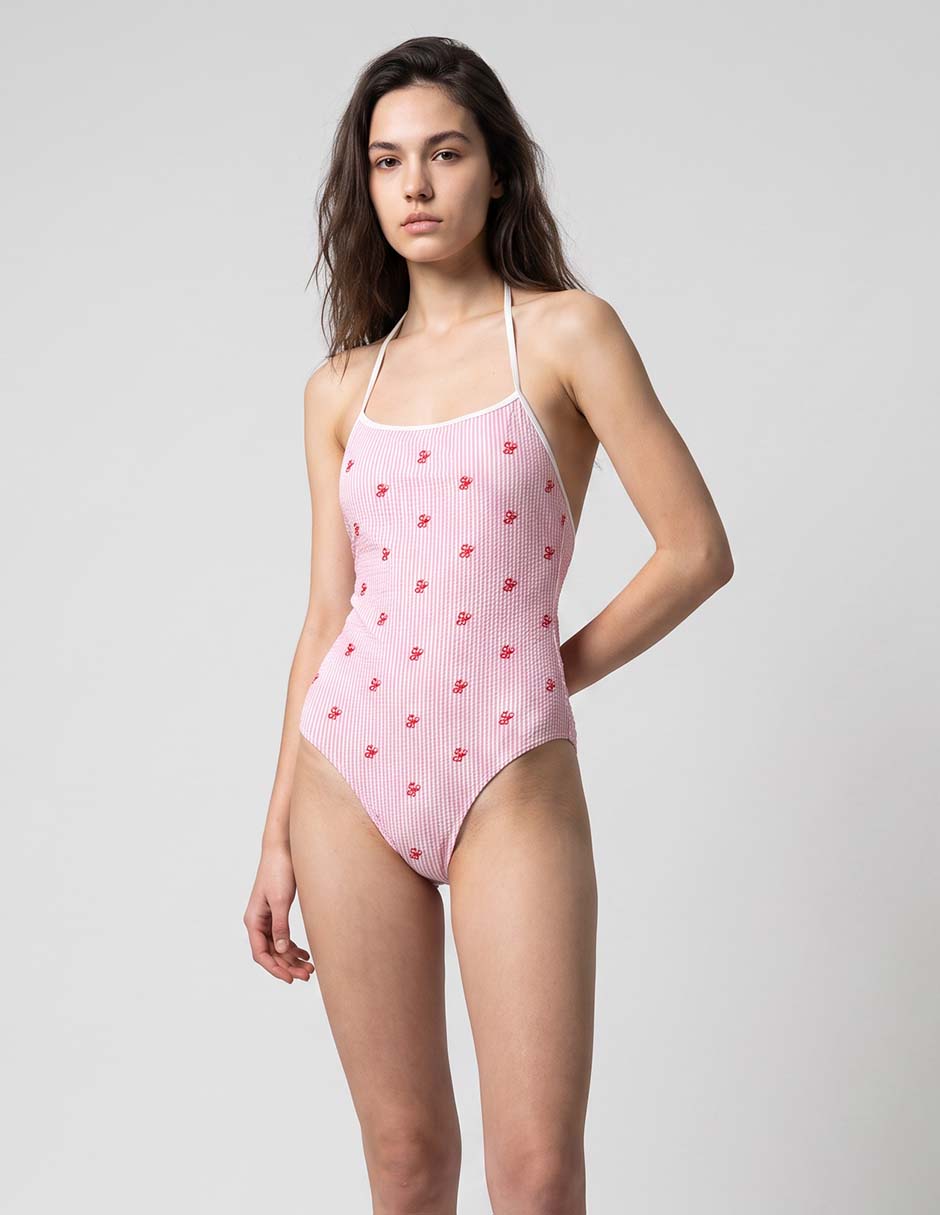 Traje de baño completo estampado a rayas para mujer Traje de baño completo estampado a rayas para mujer