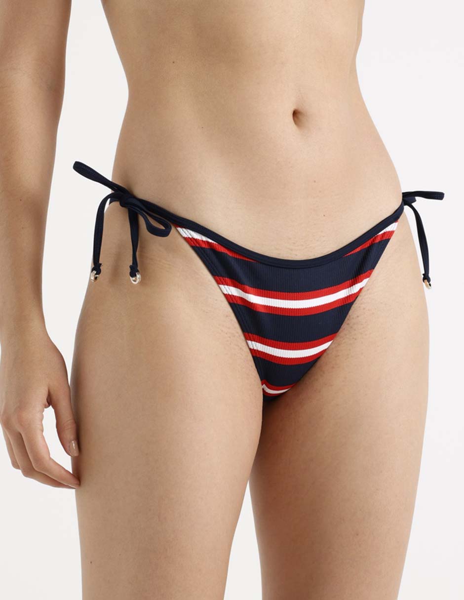 Bikini estampado a rayas a la cintura para mujer
