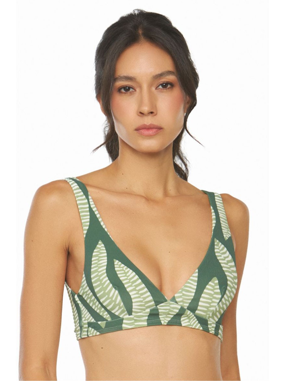 Top bikini estampado con copa removible para mujer