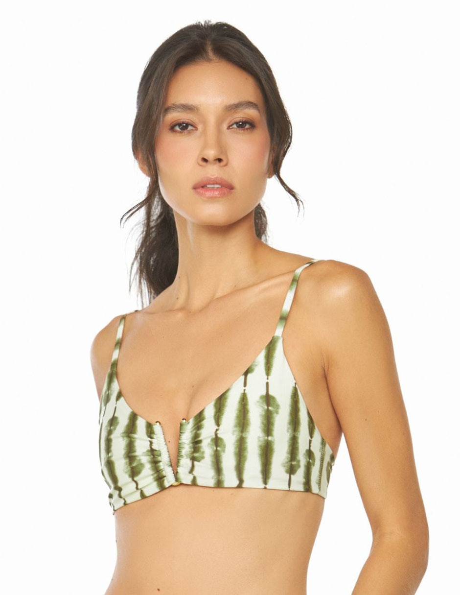 Top bikini estampado con copa removible para mujer