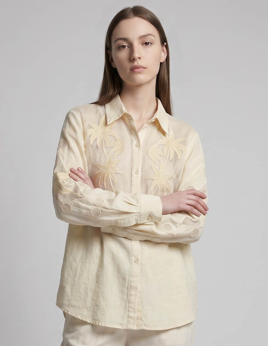 Salida de playa blusa con botones para mujer Salida de playa blusa con botones para mujer