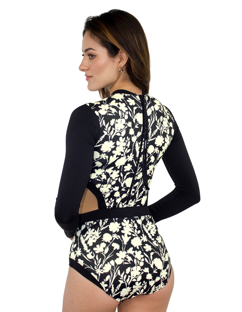 Traje de baño completo sunskin estampado floral para mujer