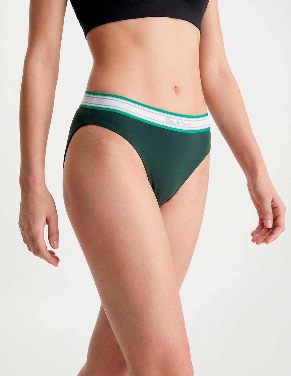 Bikini Calvin Klein estampado a rayas a la cintura para mujer 3