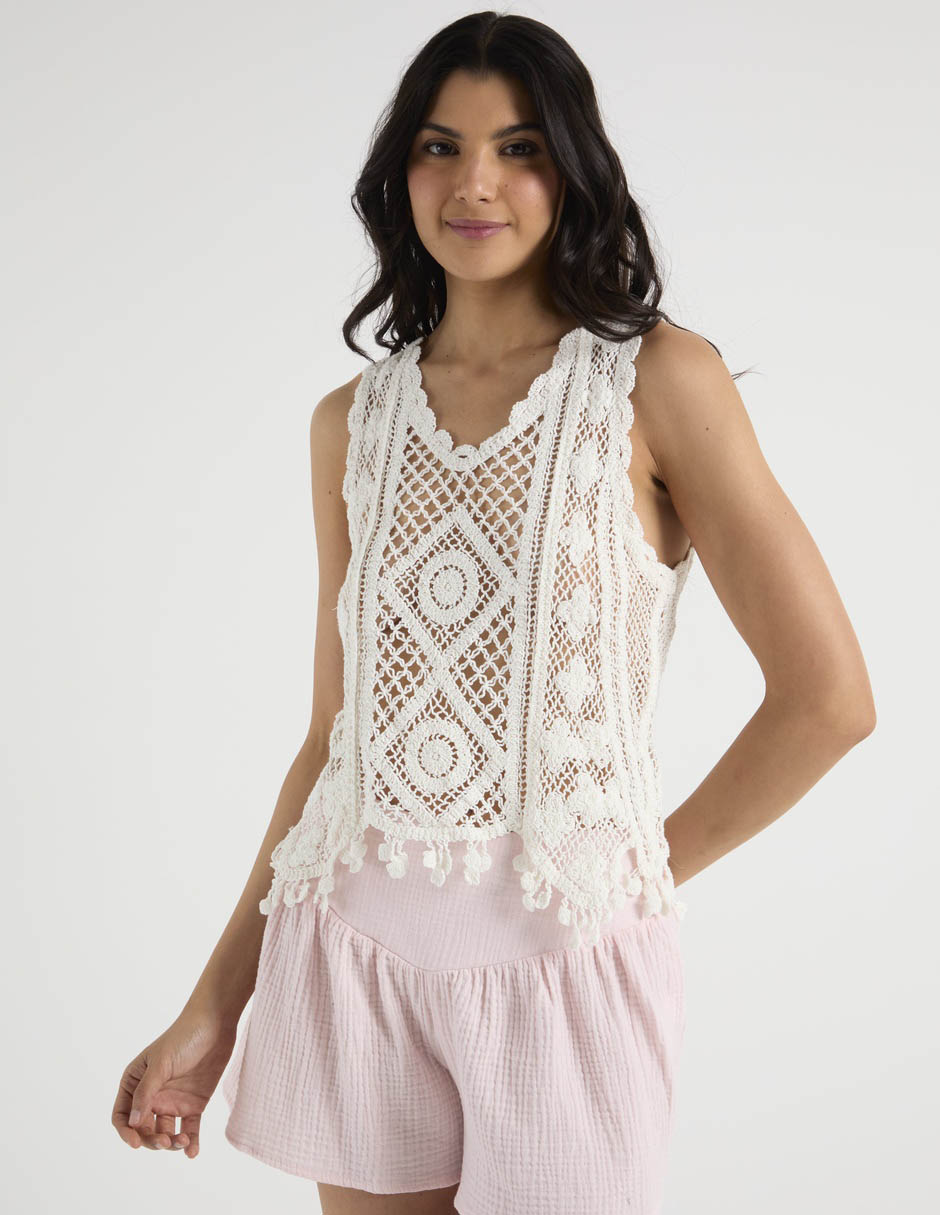 Top cuello V tirante ancho