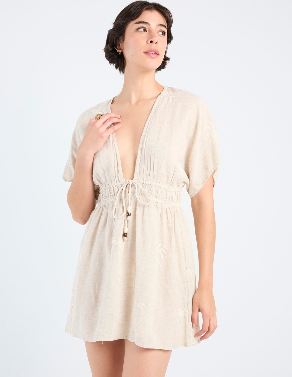 Salida de playa vestido con pompón para mujer