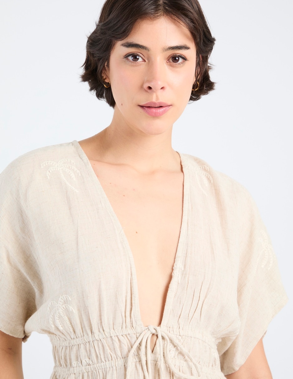Salida de playa vestido map con pompón para mujer