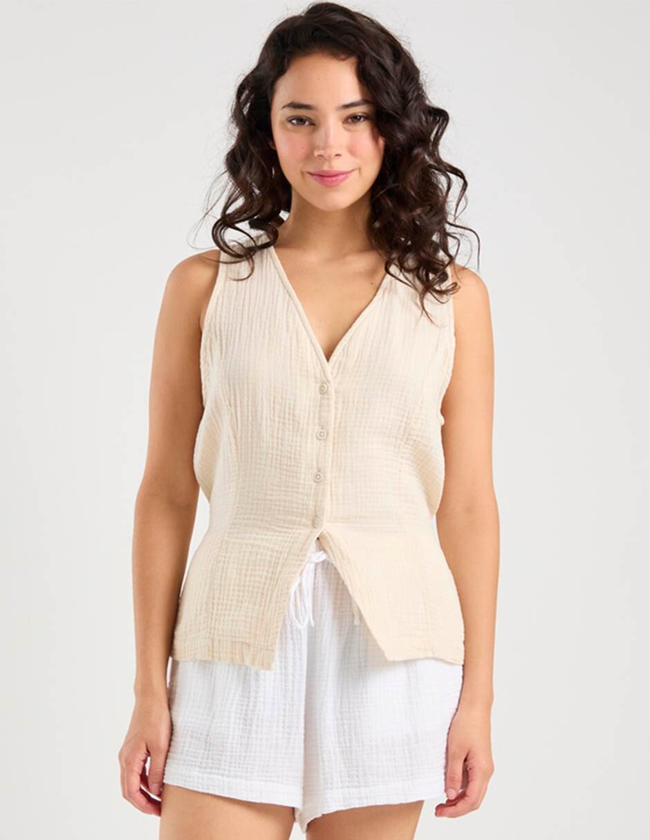 Salida de playa blusa con botones para mujer 2