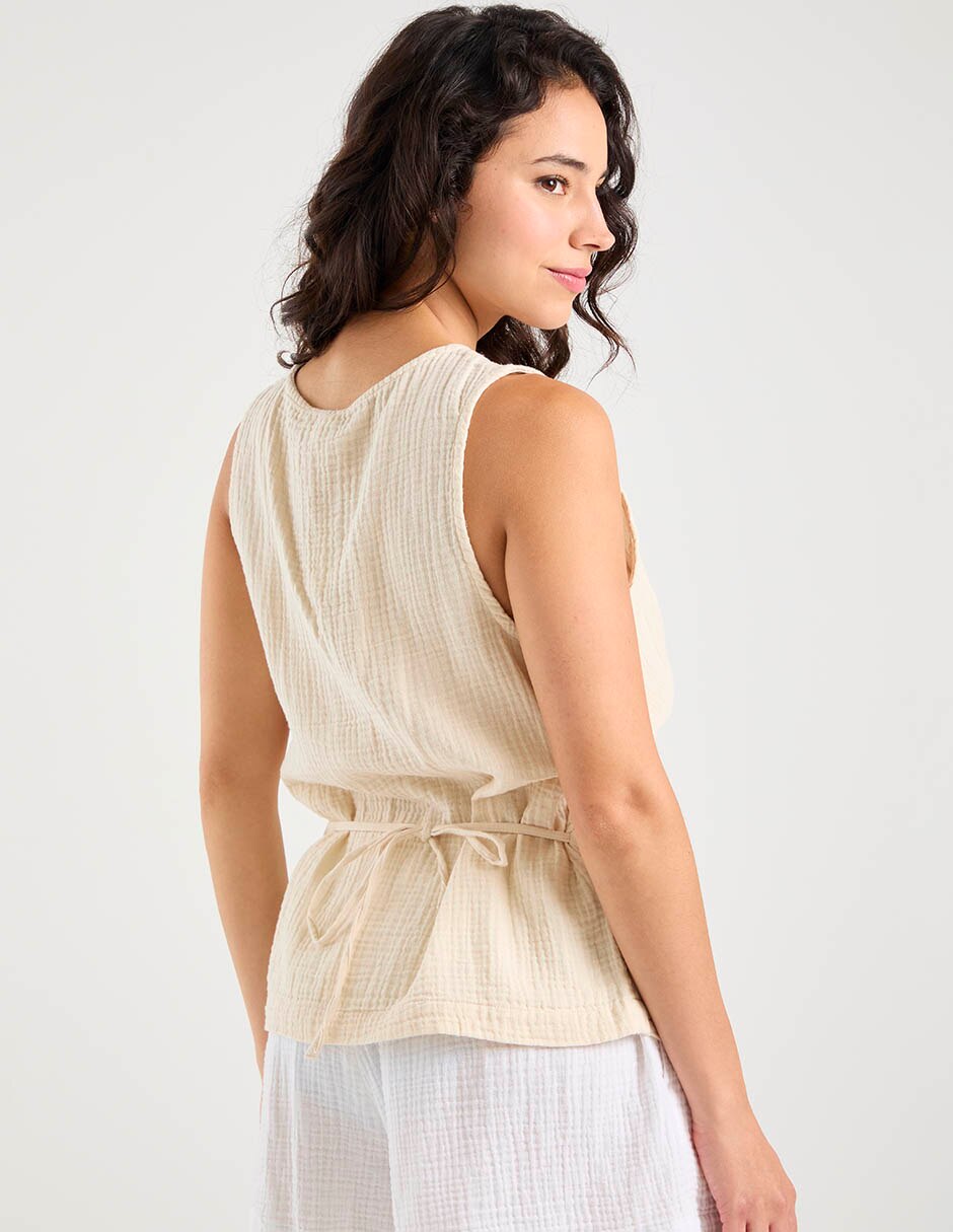 Salida de playa blusa con botones para mujer 6