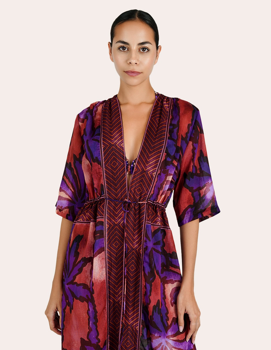 Salida de playa vestido zingara "con" amarre "para" mujer