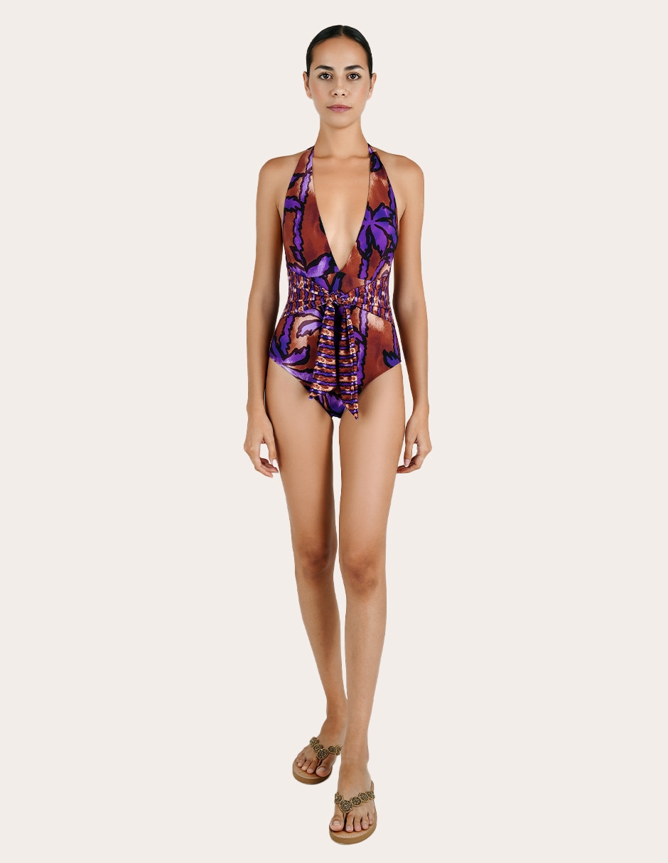 Traje de baño completo estampado floral para mujer