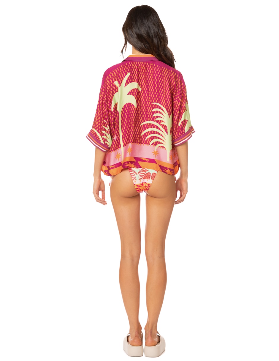 Salida de playa blusa con botones para mujer 2