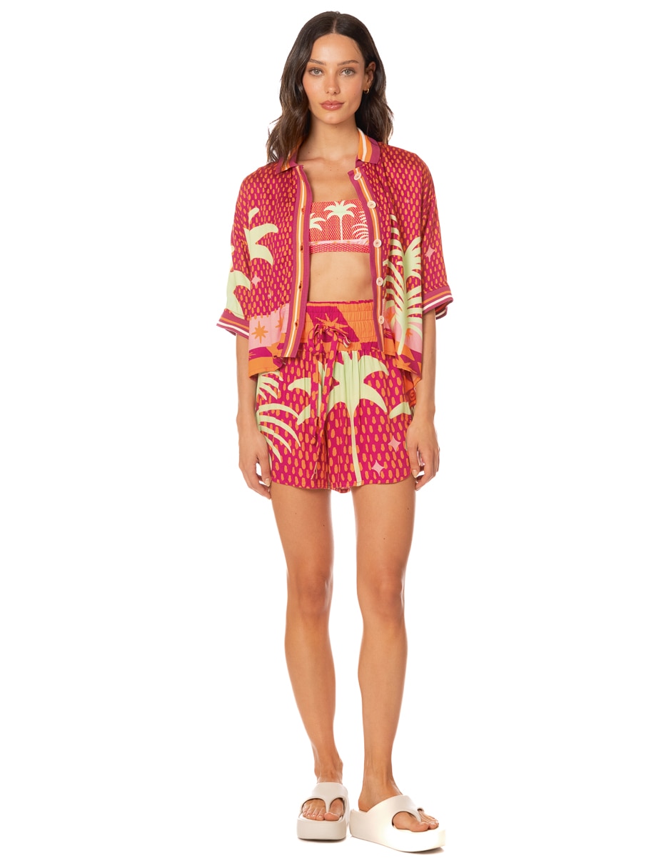 Salida de playa blusa con botones para mujer 3