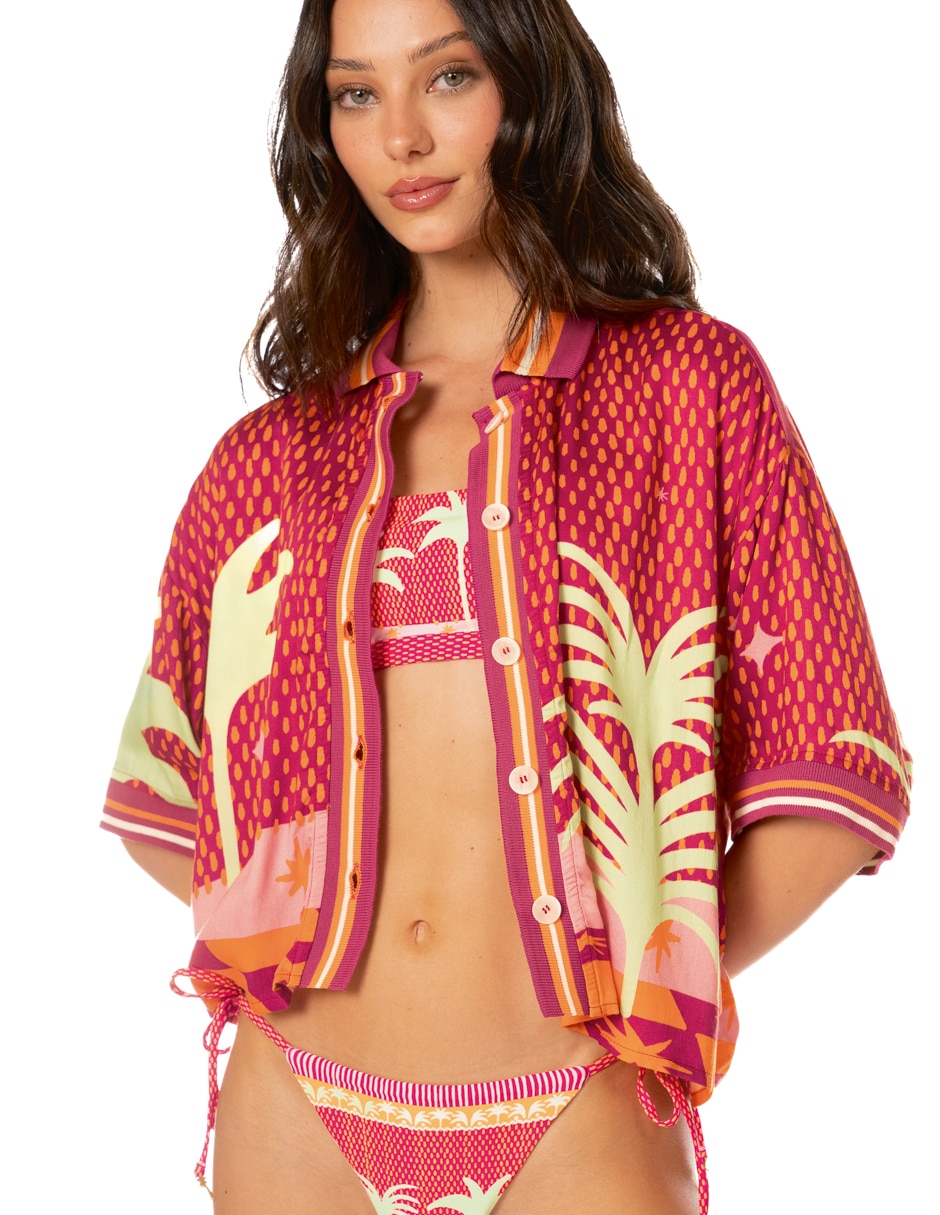 Salida de playa blusa con botones para mujer