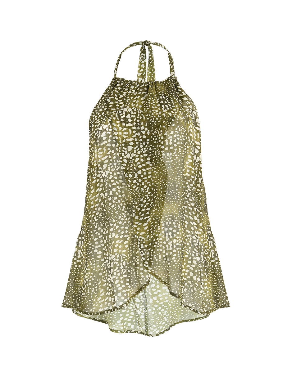 Salida de playa blusa zingara con transparencia para mujer