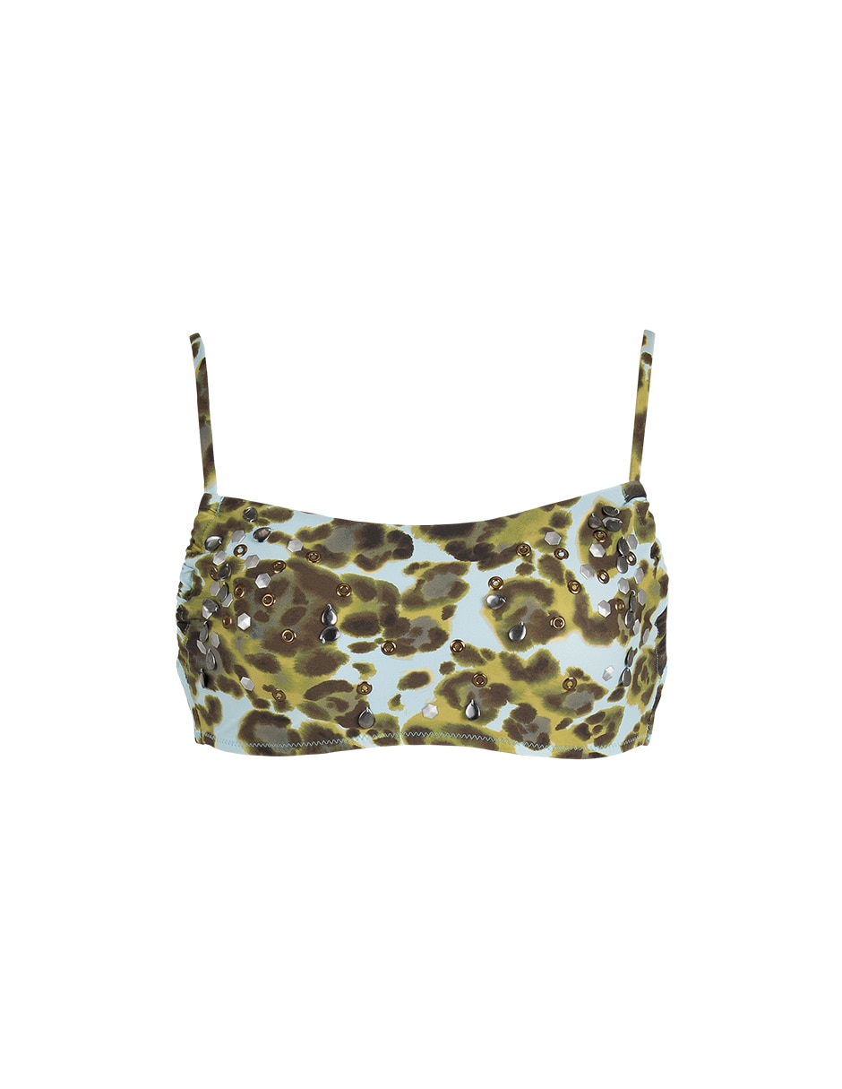 Bandeau zingara estampado animal print con copas removibles para mujer