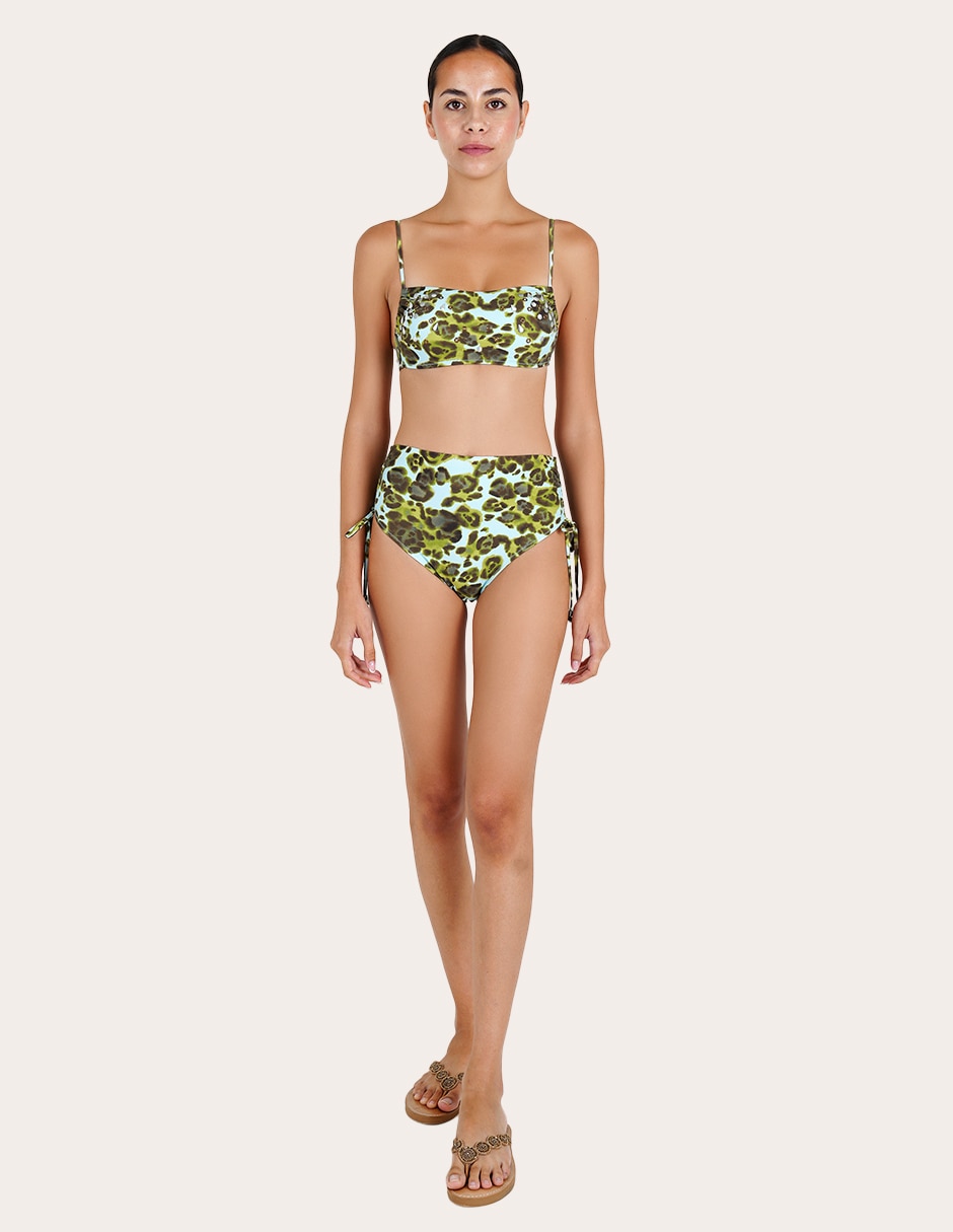 Bandeau zingara estampado animal print con copas removibles para mujer
