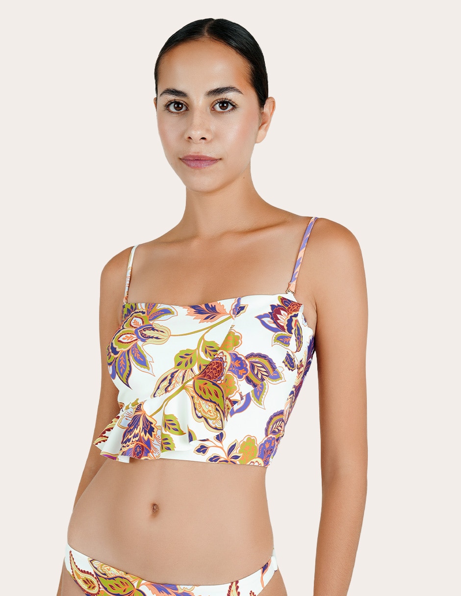 Top zingara estampado macroprint con copa removibles para mujer Top zingara estampado macroprint con copa removibles para mujer