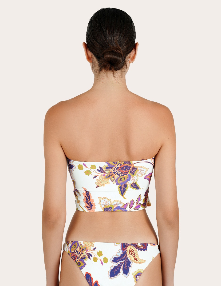 Top zingara estampado macroprint con copa removibles para mujer