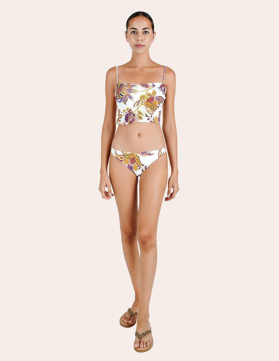 Top zingara estampado macroprint con copa removibles para mujer