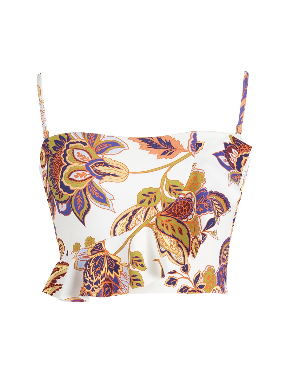 Top zingara estampado macroprint con copa removibles para mujer