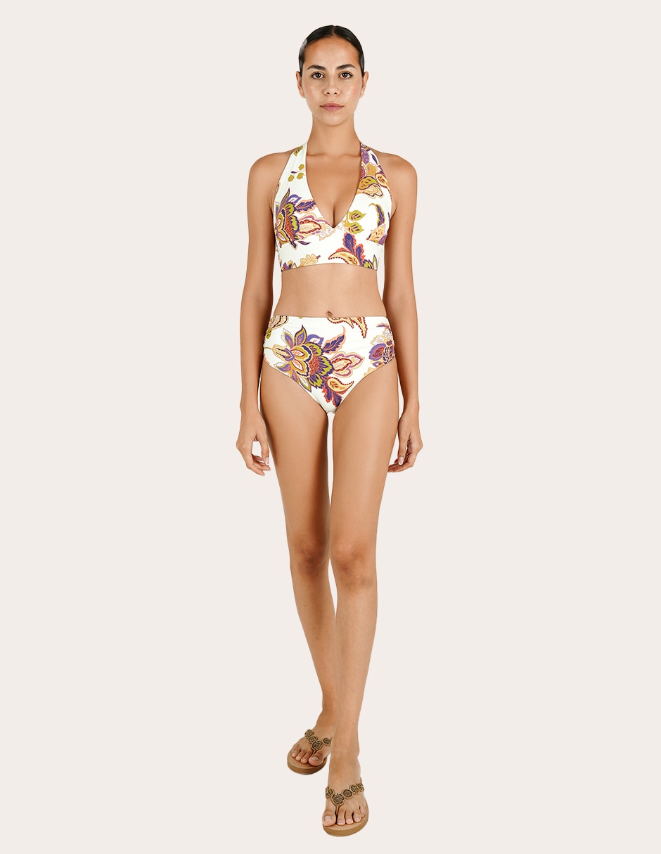 Bikini zingara estampado macroprint a la cintura para mujer